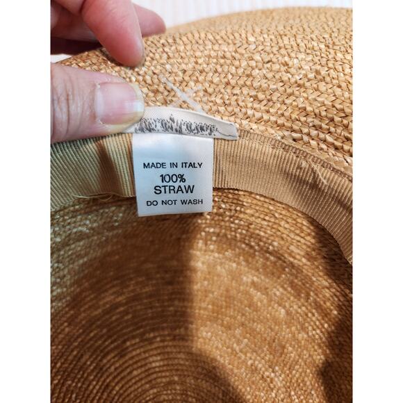 VTG Neiman Marcus Made in Italy‎ 100% Straw Wide Brim Hat Elegant Summer Derby main image 6